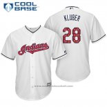 Maglia Baseball Uomo Cleveland Indians 2017 Stelle e Strisce 28 Corey Kluber Bianco Cool Base