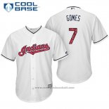 Maglia Baseball Uomo Cleveland Indians 2017 Stelle e Strisce 7 Yan Gomes Bianco Cool Base