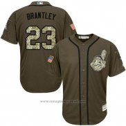 Maglia Baseball Uomo Cleveland Indians 23 Michael Brantley Verde Salute To Service