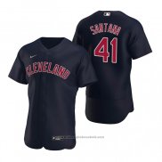 Maglia Baseball Uomo Cleveland Indians Carlos Santana Alternato Autentico 2020 Blu