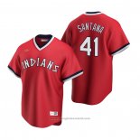 Maglia Baseball Uomo Cleveland Indians Carlos Santana Cooperstown Collection Road Rosso