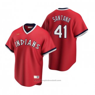 Maglia Baseball Uomo Cleveland Indians Carlos Santana Cooperstown Collection Road Rosso