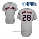 Maglia Baseball Uomo Cleveland Indians Corey Kluber 28 Grigio Cool Base