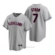 Maglia Baseball Uomo Cleveland Indians Myles Straw Replica Road Grigio