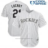 Maglia Baseball Uomo Colorado 21 Onathan Lucroy Bianco Cool Base