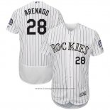 Maglia Baseball Uomo Colorado 28 Nolan Arenado Bianco Autentico Collection Giocatore