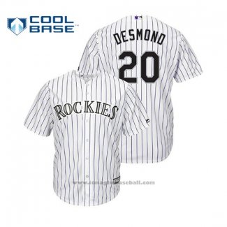 Maglia Baseball Uomo Colorado Rockies Ian Desmond Cool Base Home Bianco