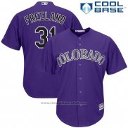 Maglia Baseball Uomo Colorado Rockies Kyle Freeland 31 Viola Cool Base