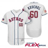 Maglia Baseball Uomo Houston Astros 2017 Stelle e Strisce Dallas Keuchel Bianco Flex Base