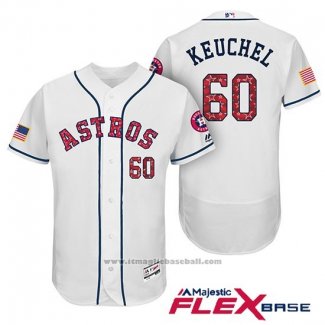 Maglia Baseball Uomo Houston Astros 2017 Stelle e Strisce Dallas Keuchel Bianco Flex Base