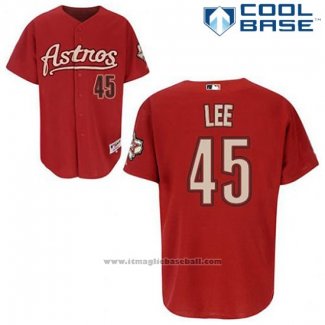 Maglia Baseball Uomo Houston Astros Carlos Lee 45 Rosso Cool Base