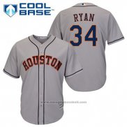 Maglia Baseball Uomo Houston Astros Nolan Ryan 34 Grigio Cool Base