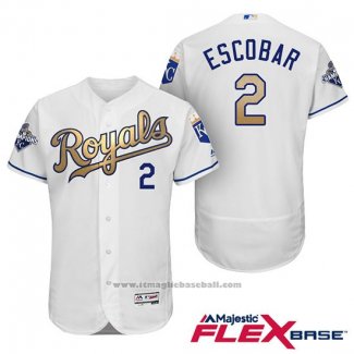 Maglia Baseball Uomo Kansas City Royals Campeones 2 Alcides Escobar Flex Base Or