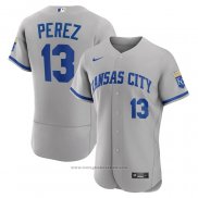 Maglia Baseball Uomo Kansas City Royals Salvador Perez 2022 Road Autentico Grigio