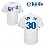 Maglia Baseball Uomo Kansas City Royals Yordano Ventura 30 Bianco Home Cool Base