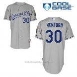 Maglia Baseball Uomo Kansas City Royals Yordano Ventura 30 Grigio Cool Base