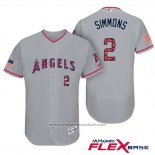 Maglia Baseball Uomo Los Angeles Angels 2017 Stelle e Strisce Andrelton Simmons Grigio Flex Base