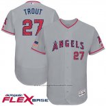 Maglia Baseball Uomo Los Angeles Angels 2017 Stelle e Strisce Mike Trout Grigio Flex Base