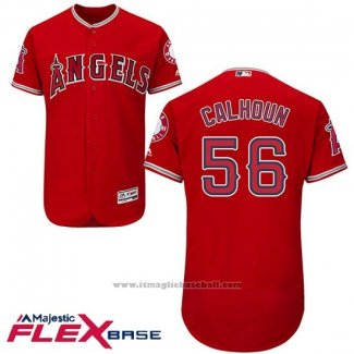 Maglia Baseball Uomo Los Angeles Angels 56 Kole Calhoun Scarlet Flex Base