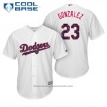 Maglia Baseball Uomo Los Angeles Dodgers 2017 Stelle e Strisce Adrian Gonzalez Bianco Cool Base