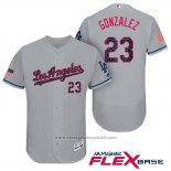Maglia Baseball Uomo Los Angeles Dodgers 2017 Stelle e Strisce Adrian Gonzalez Grigio Flex Base