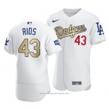 Maglia Baseball Uomo Los Angeles Dodgers Edwin Rios 2021 Gold Program Patch Autentico Bianco