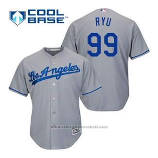 Maglia Baseball Uomo Los Angeles Dodgers Hyun Jin Ryu 99 Grigio Cool Base