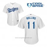 Maglia Baseball Uomo Los Angeles Dodgers Jimmy Rollins 11 Bianco Home Cool Base