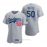 Maglia Baseball Uomo Los Angeles Dodgers Mookie Betts Autentico 2020 Alternato Grigio