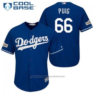 Maglia Baseball Uomo Los Angeles Dodgers Yasiel Puig Cool Base Blu