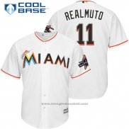 Maglia Baseball Uomo Miami Marlins 11 J.t. Realmuto Bianco 2017 Cool Base