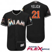 Maglia Baseball Uomo Miami Marlins 21 Christian Yelich Nero 2017 Flex Base