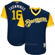 Maglia Baseball Uomo Milwaukee Brewers 2017 Little League World Series Domingo Santana Blu