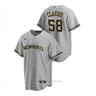 Maglia Baseball Uomo Milwaukee Brewers Alex Claudio Replica Road Grigio