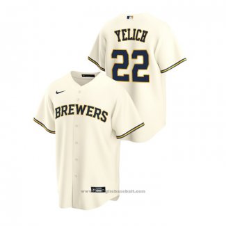 Maglia Baseball Uomo Milwaukee Brewers Christian Yelich Replica Home Crema