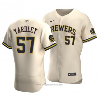 Maglia Baseball Uomo Milwaukee Brewers Eric Yardley Autentico Alternato Crema