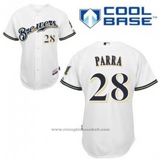 Maglia Baseball Uomo Milwaukee Brewers Gerardo Parra 28 Bianco Home Cool Base