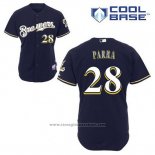 Maglia Baseball Uomo Milwaukee Brewers Gerardo Parra 28 Blu Alternato Cool Base