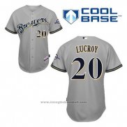 Maglia Baseball Uomo Milwaukee Brewers Jonathan Lucroy 20 Grigio Cool Base