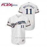 Maglia Baseball Uomo Milwaukee Brewers Mike Moustakas 2019 Postseason Flex Base Bianco