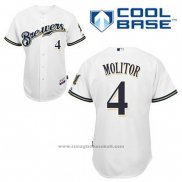 Maglia Baseball Uomo Milwaukee Brewers Paul Molitor 4 Bianco Home Cool Base