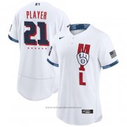 Maglia Baseball Uomo Milwaukee Brewers Personalizzate 2021 All Star Autentico Bianco