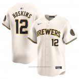 Maglia Baseball Uomo Milwaukee Brewers Rhys Hoskins Home Limited Crema