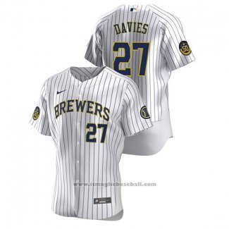 Maglia Baseball Uomo Milwaukee Brewers Zach Davies Autentico 2020 Home Bianco