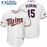 Maglia Baseball Uomo Minnesota Twins 2017 Postseason Glen Perkins Bianco Cool Base