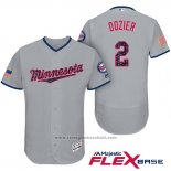 Maglia Baseball Uomo Minnesota Twins 2017 Stelle e Strisce Brian Dozier Grigio Flex Base