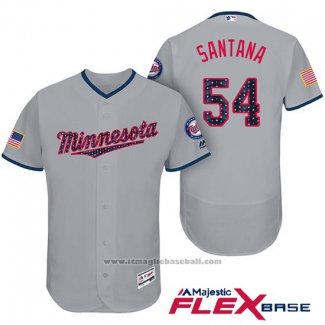 Maglia Baseball Uomo Minnesota Twins 2017 Stelle e Strisce Ervin Santana Grigio Flex Base