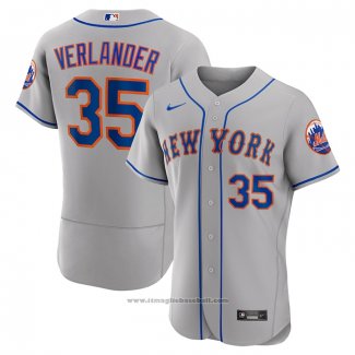 Maglia Baseball Uomo New York Mets Justin Verlander Road Autentico Grigio