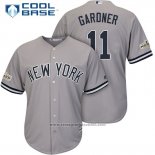 Maglia Baseball Uomo New York Yankees 2017 Postseason Brett Gardner Grigio Cool Base