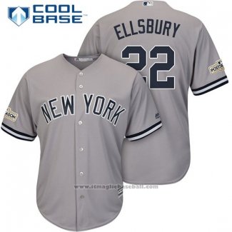 Maglia Baseball Uomo New York Yankees 2017 Postseason Jacoby Ellsbury Grigio Cool Base